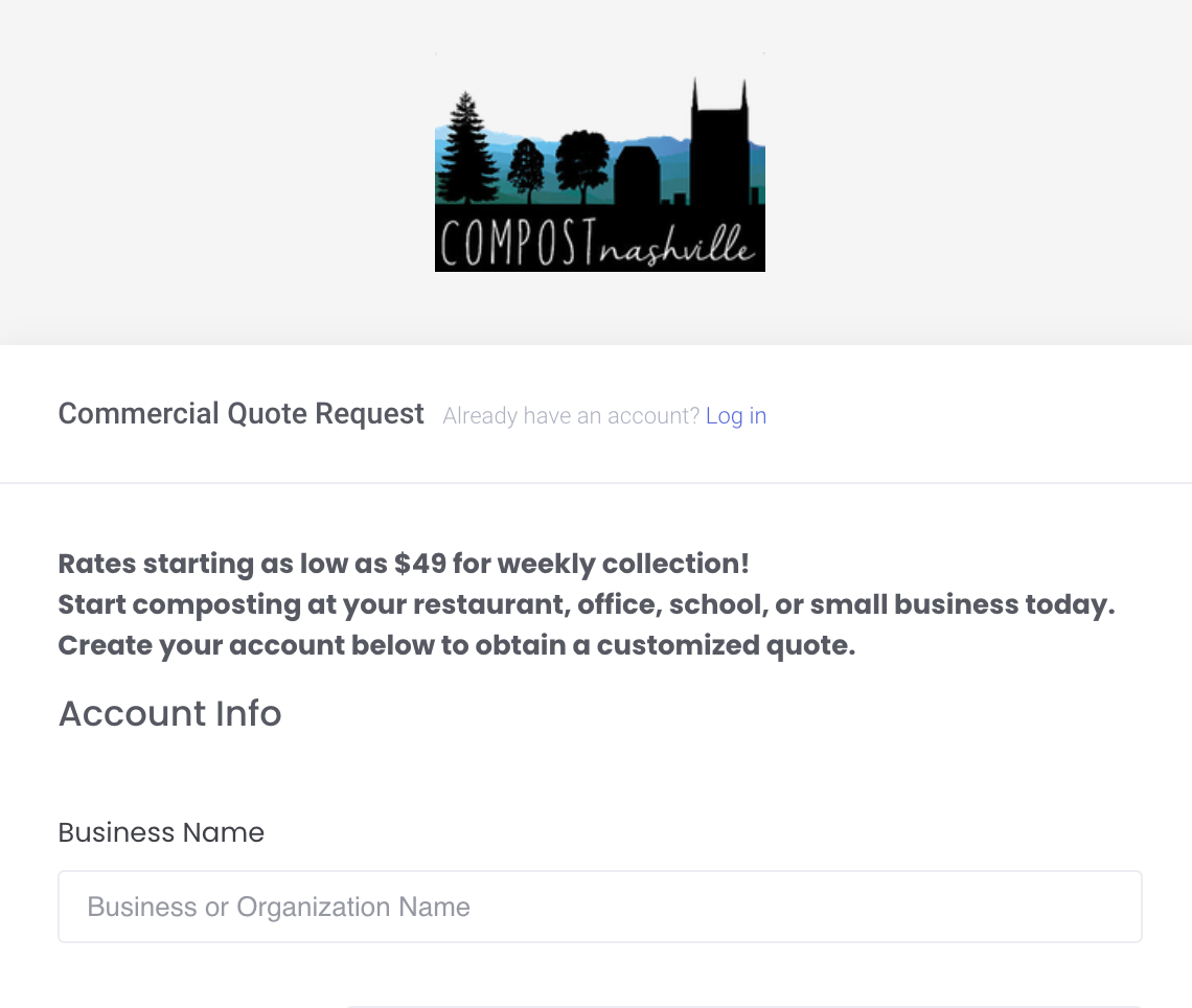 Compost Nashville commercial quote form
